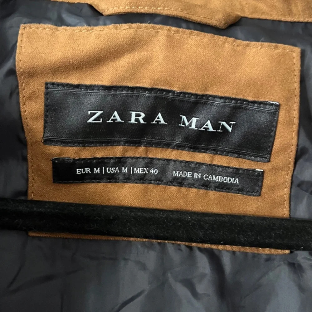 Zara Man Faux Suede Bomber Jacket Camel Size Medium - Picture 5 of 6